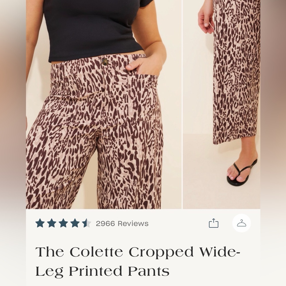 Anthropologie Maeve Colette Cropped Wide-Leg Printed Pants Leopard size 33 Tall